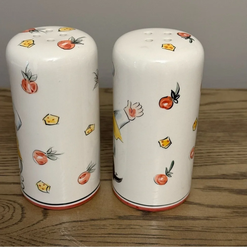 Vintage Ceramic Classic Parmesan Cheese & Hot Pepper Flake Shaker Jars